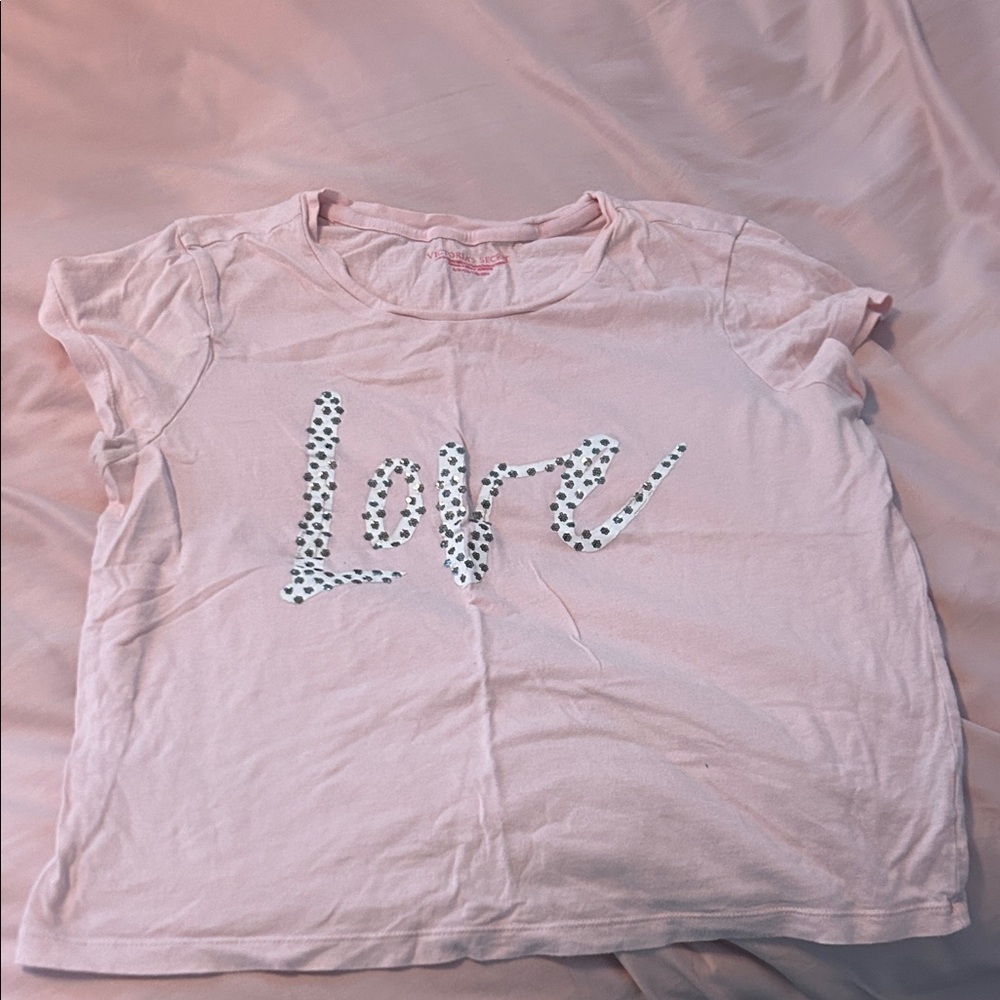 Victoria's Secret Pink Short Sleeve 'Love' Sequin Tee (pajama)